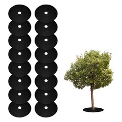 16pcs Tree Mulch Ring 16.5″ Non-Woven Round Tree Protector Weed Barrier, Black