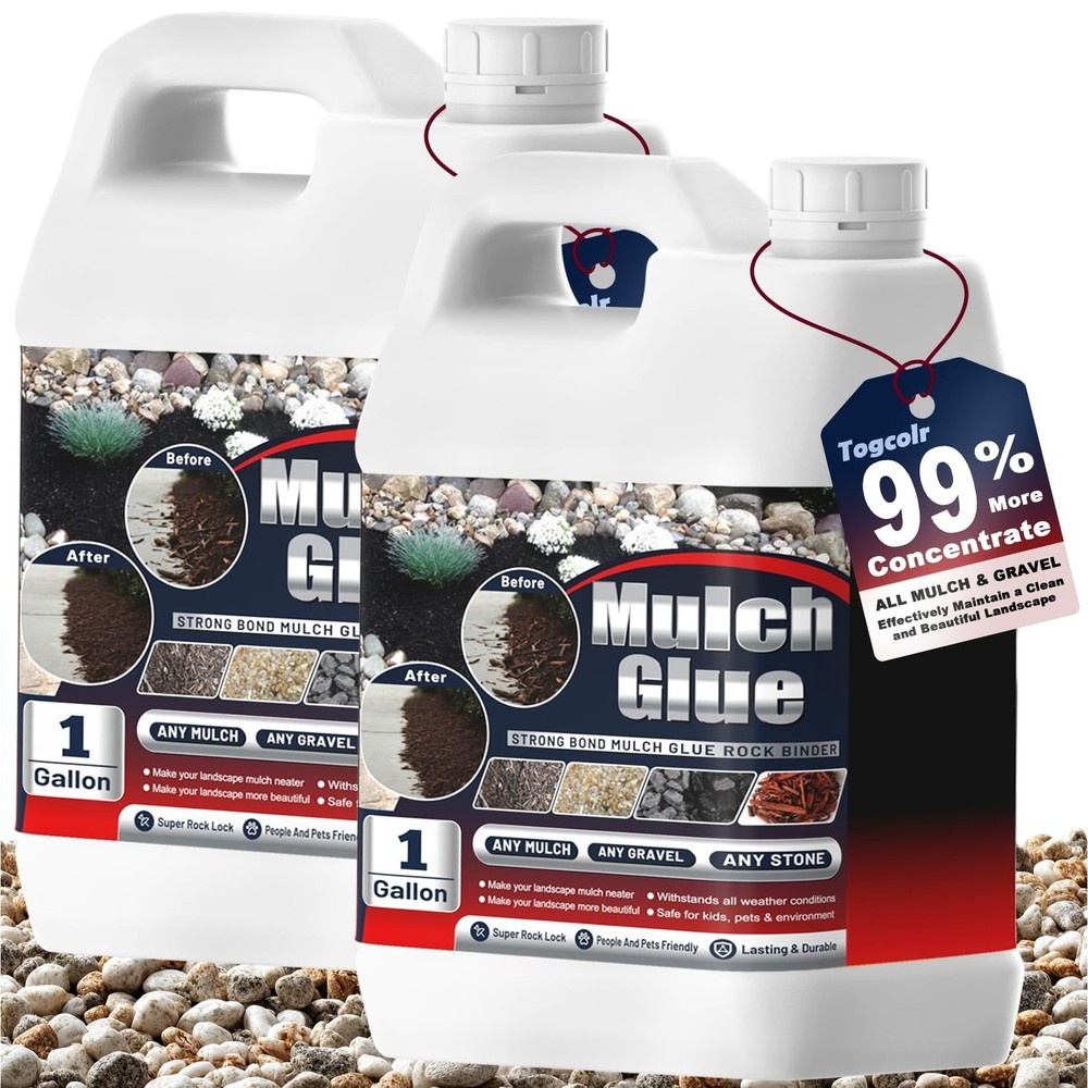 Mulch Glue, Rock Glue for Landscaping, 2 Gallon Gravel Glue Strong Adhesion o…