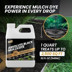 32oz Black Mulch Dye -Restores Faded Mulch, Long-Lasting Color,Cover 2,500 sq.ft