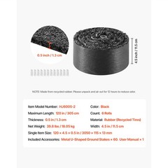 Uimoso Rubber Mulch Roll 120 x 4.5in 6 Pack for Landscaping Pathway Mulch Mat