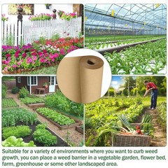 60 x 4 Ft Biodegradable Paper Weed Barrier, Garden Paper Weed Barrier with U-…
