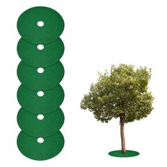 6pcs Tree Mulch Ring 16.5″ Non-Woven Round Tree Protector Weed Barrier, Green