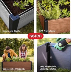 48″ X 48″ inches Wood Look Raised Garden Bed, Durable Outdoor Herb Garden