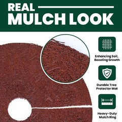 24-inch Heavy Duty Reversible Mulch Ring Tree Protector Rubber Mat for Tree P…