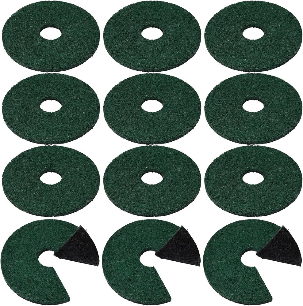 12 Pcs Double Side Rubber Mulch Tree Ring 12 Inch, Heavy Duty Rubber Mulch Mat,