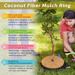 4pcs Coconut Fiber Mulch Ring Tree Plant Protector Mat, 11.8 Inch Natural Coc…