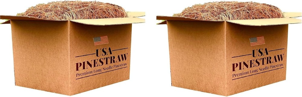 Long Needle Pine Straw Mulch – 100 Sqft Coverage 2 Set – Premium USA Harvested