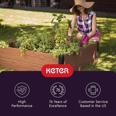 48″ X 48″ inches Wood Look Raised Garden Bed, Durable Outdoor Herb Garden