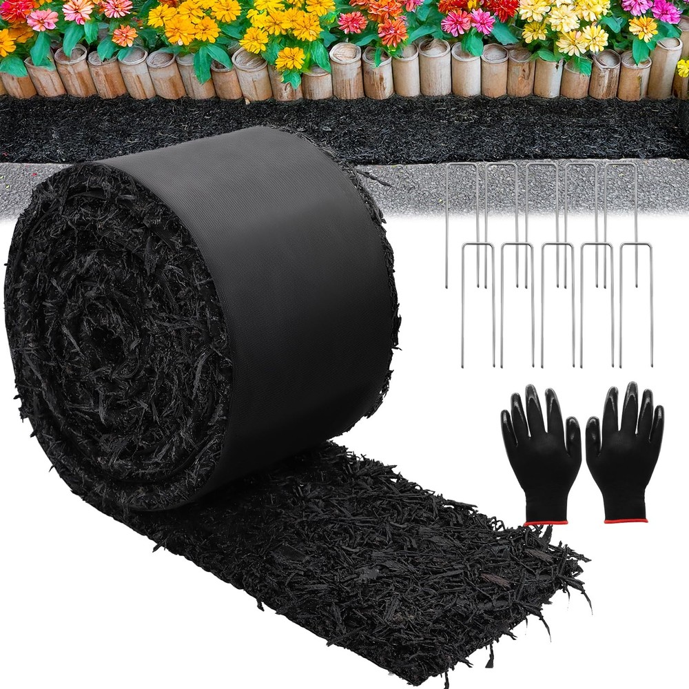 Zatozkar 1 Pcs 10 Ft Long Rubber Mulch Landscaping Garden Mulch Black Roll