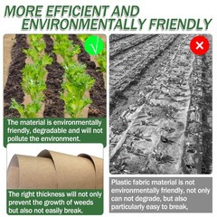 60 x 4 Ft Biodegradable Paper Weed Barrier, Garden Paper Weed Barrier with U-…