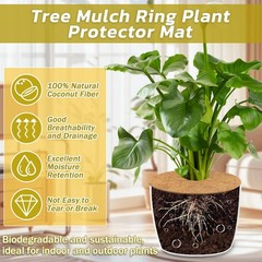 4pcs Coconut Fiber Mulch Ring Tree Plant Protector Mat, 11.8 Inch Natural Coc…