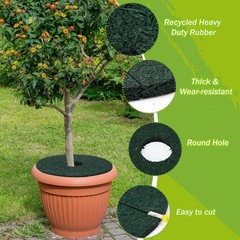 Peryiter 12 Pcs Double Side Rubber Mulch Tree Ring Heavy Duty Rubber Mulch Mat