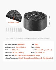 VEVOR Rubber Mulch Roll 4 Pack 120 x 4.5in for Landscaping Mulch Pathway Mat