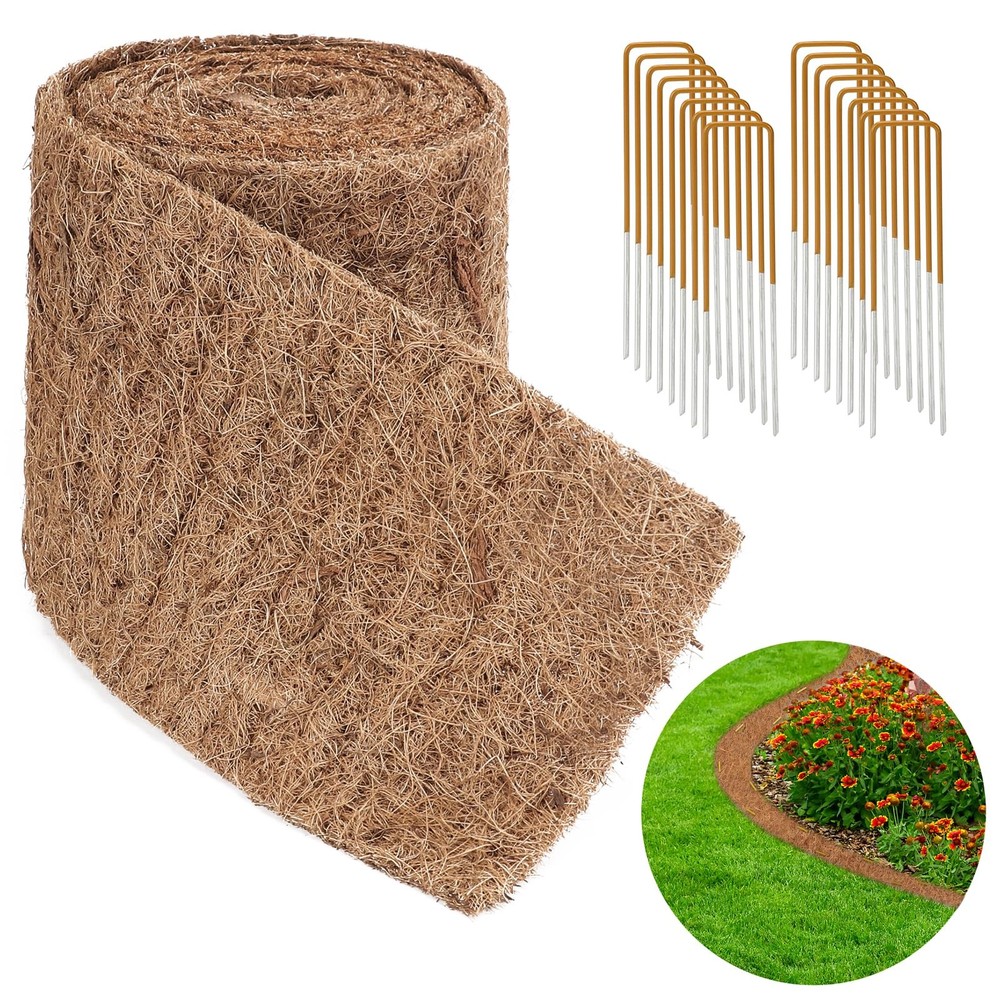 Natural Mulch for Landscaping 120″ X 6.3″, Coconut Fiber x brown