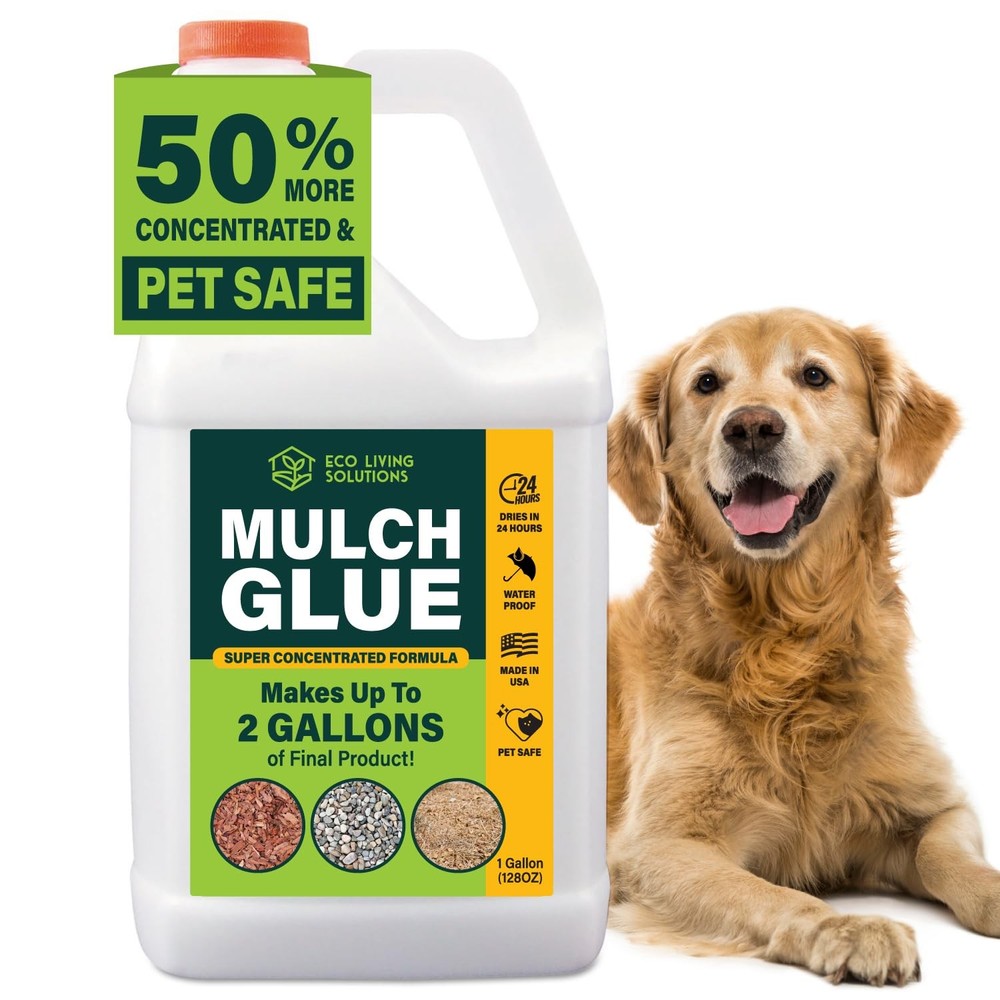 ECO LIVING SOLUTIONS Mulch Glue for Landscaping – Rock & 1 gallon, White