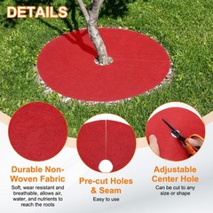 8pcs Tree Mulch Ring 24.4″ Non-Woven Round Tree Protector Weed Barrier, Red