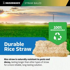 Sandbaggy Rice Straw Bales (Certified Weed Free) – 46″ x 15″ x 22″