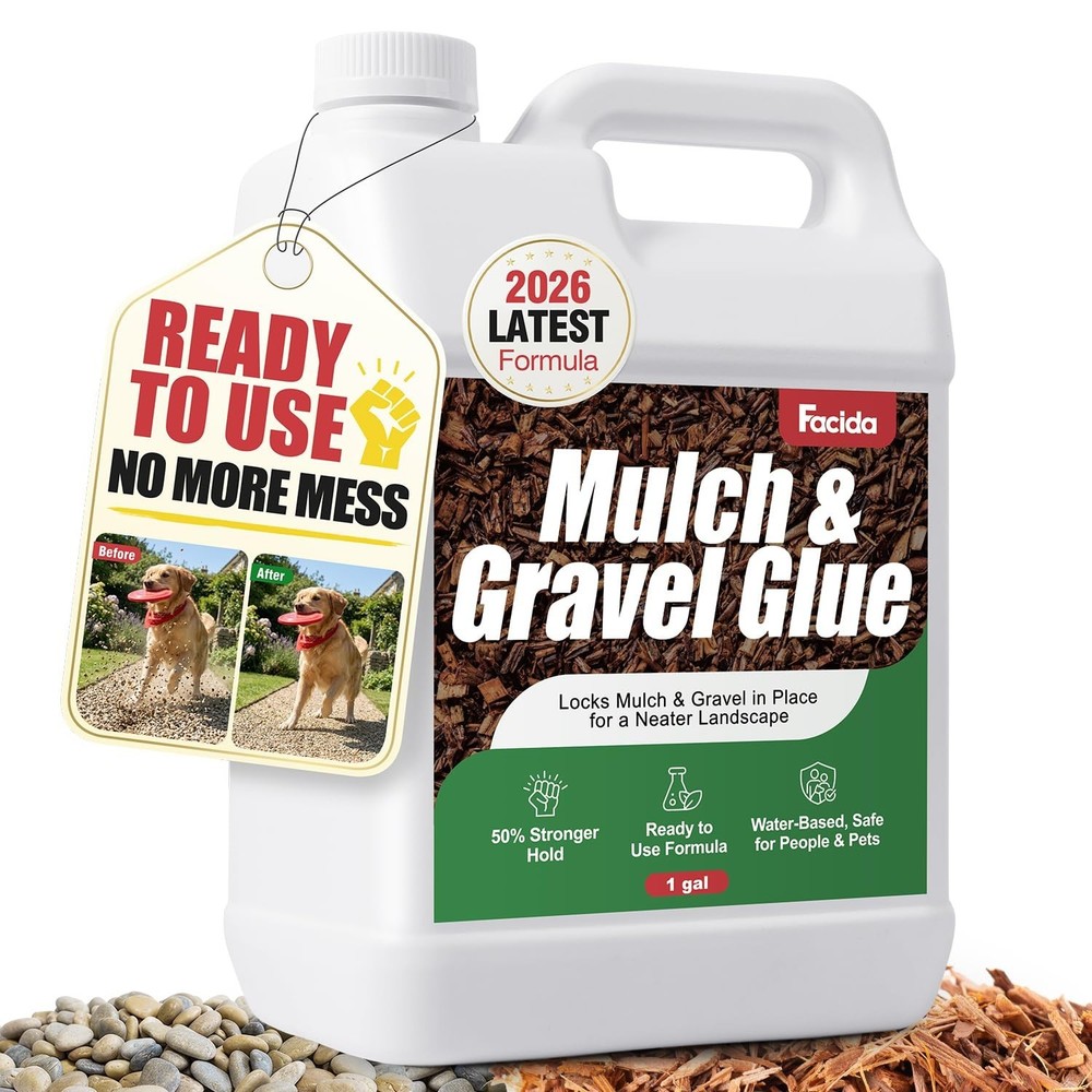 Mulch Glue for Landscaping – 128 fl oz Ready to Use Rock Glue, Fast Dry Weath…